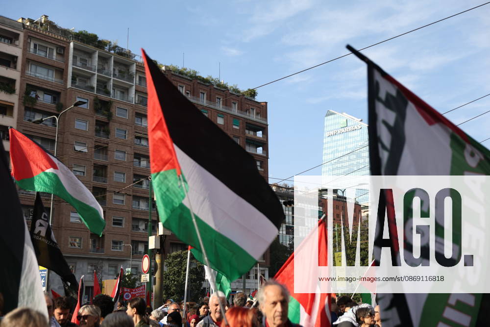 IPA89503907 - Milan, October 10, 2026, National Day of Mobilization, The end of genocide is the end of Zionism, marking the third anniversary of the start of the conflict in Gaza