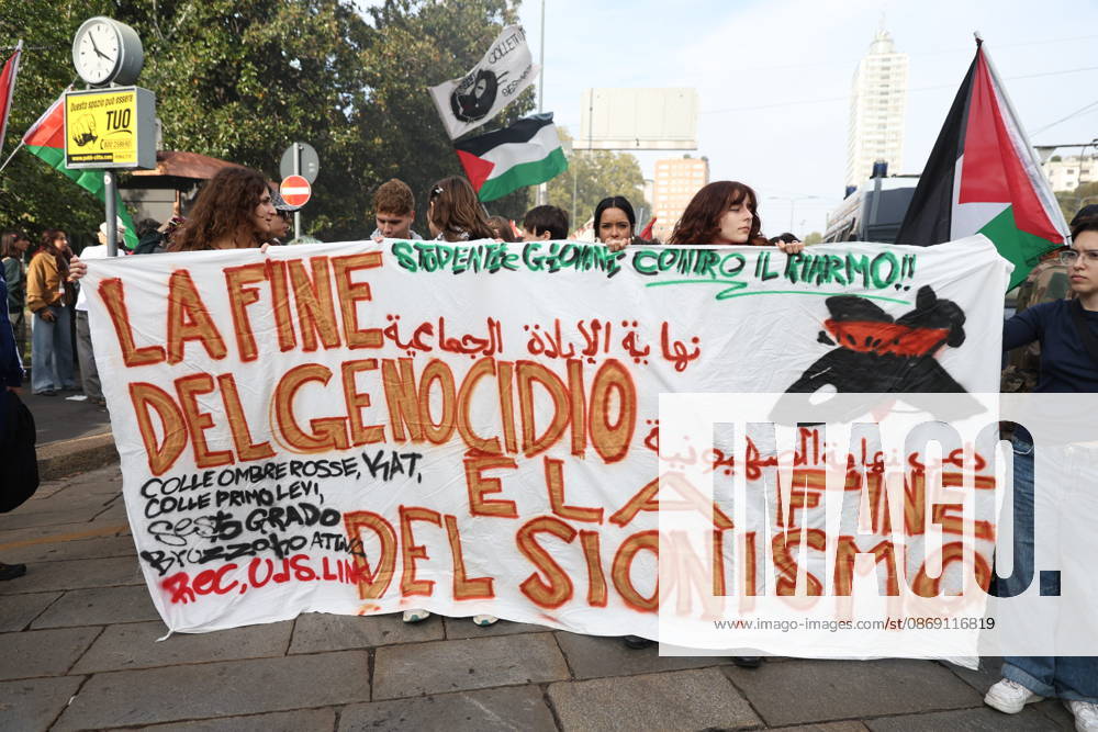 IPA89503934 - Milan, October 10, 2026, National Day of Mobilization, The end of genocide is the end of Zionism, marking the third anniversary of the start of the conflict in Gaza