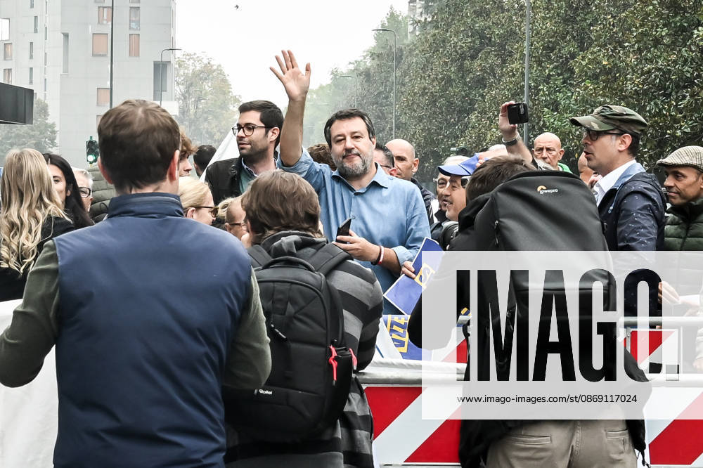 Deputy Prime Minister Matteo Salvini at the League rally Milan safer, stop social centers. Near the Lambretta Social Center, Via Rizzoli, 10 10 2026 Milan Milan Italy - ZUMAa289 20261010_zia_a289_031