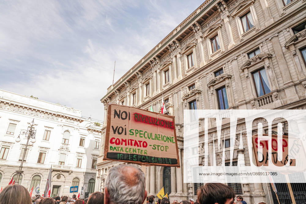 IPA89503722 - Milan, October 10, 2026 A protest organized by local No Data Centers committees to demand a halt to the construction and operation of new data centers in the province of Milan.
