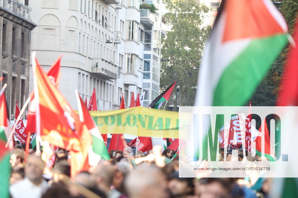 IPA89506028 - Milan, National Day of Mobilization: The End of Genocide Is the End of Zionism, marking the third anniversary of the start of the conflict in Gaza