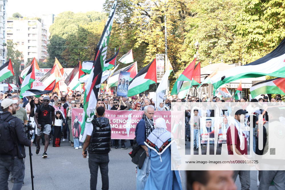 IPA89506044 - Milan, National Day of Mobilization: The End of Genocide Is the End of Zionism, marking the third anniversary of the start of the conflict in Gaza