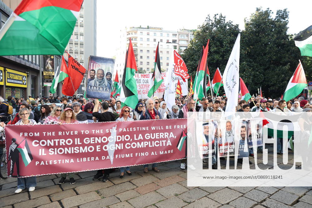 IPA89506065 - Milan, National Day of Mobilization: The End of Genocide Is the End of Zionism, marking the third anniversary of the start of the conflict in Gaza