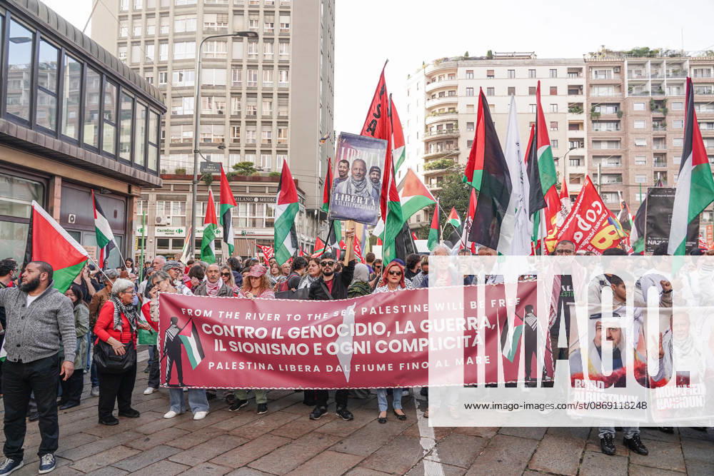 IPA89506323 - Milan, October 10, 2026, a day of national mobilization, The end of genocide is the end of Zionism, marking the third anniversary of the start of the conflict in Gaza