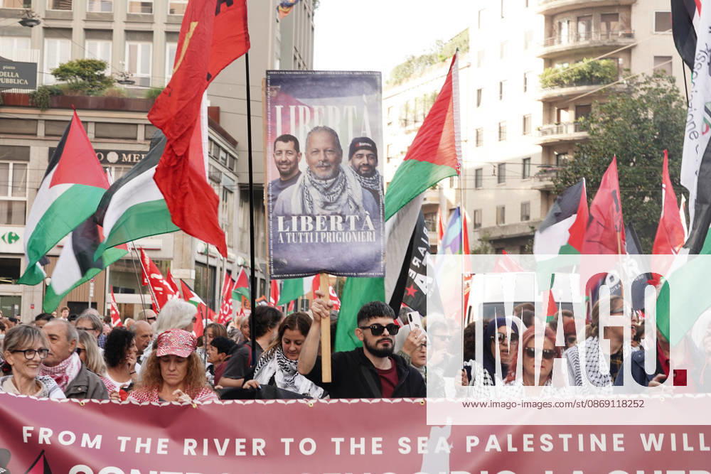 IPA89506360 - Milan, October 10, 2026, a day of national mobilization, The end of genocide is the end of Zionism, marking the third anniversary of the start of the conflict in Gaza