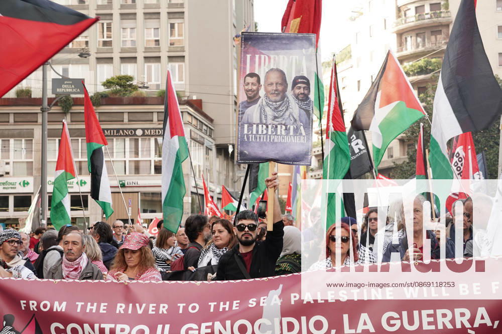 IPA89506375 - Milan, October 10, 2026, a day of national mobilization, The end of genocide is the end of Zionism, marking the third anniversary of the start of the conflict in Gaza