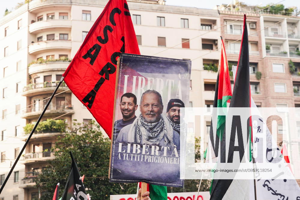 IPA89506389 - Milan, October 10, 2026, a day of national mobilization, The end of genocide is the end of Zionism, marking the third anniversary of the start of the conflict in Gaza