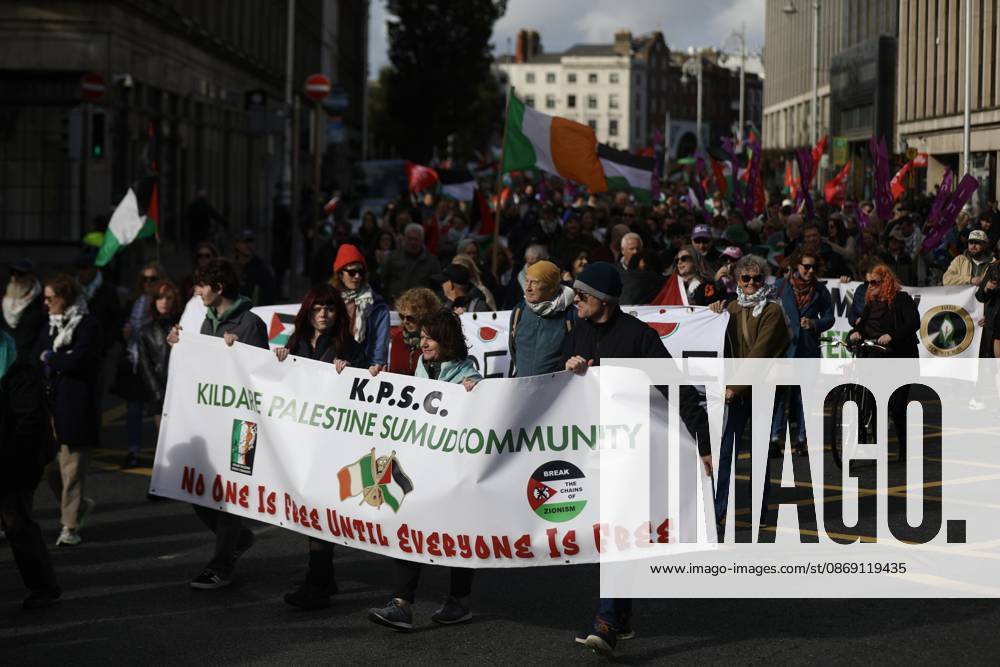 Thousands of pro-Palestine demonstrators gather in Dublin DUBLIN, IRELAND - OCTOBER 10: Thousands of pro-Palestine demonstrators gather in Dublin, Ireland, on October 10, 2026, for a national march marking three years since the October 7 attacks and the subsequent war in Gaza. Organized by the Ireland-Palestine Solidarity Campaign, the protest calls for sanctions against Israel and greater action by the Irish government, with demonstrators marching from the Garden of Remembrance towards the Dail. Mostafa Darwish Anadolu Dublin Ireland. Editorial use only. Please get in touch for any other usage.