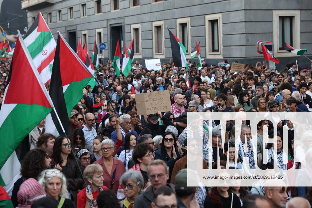 IPA89508955 - Milan, National Day of Mobilization: The End of Genocide Is the End of Zionism, marking the third anniversary of the start of the conflict in Gaza
