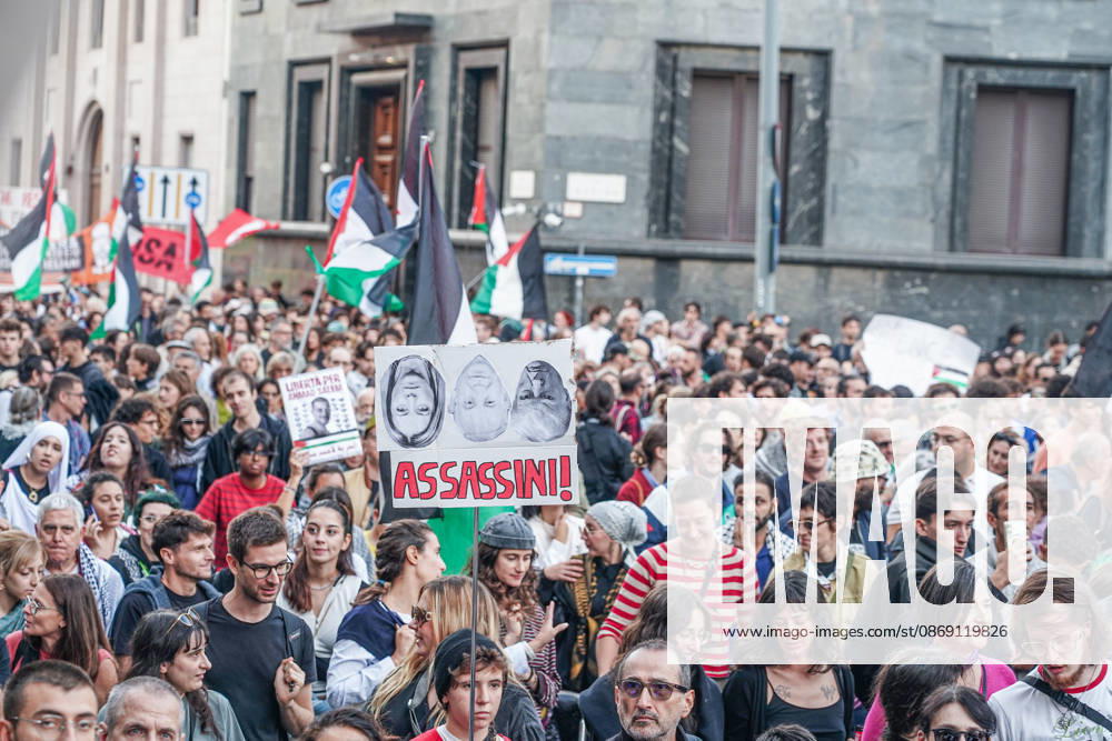 IPA89509189 - Milan, National Day of Mobilization: The End of Genocide Is the End of Zionism, marking the third anniversary of the start of the conflict in Gaza