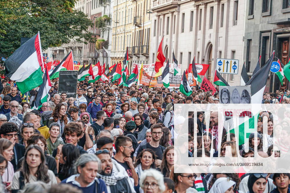 IPA89509191 - Milan, National Day of Mobilization: The End of Genocide Is the End of Zionism, marking the third anniversary of the start of the conflict in Gaza