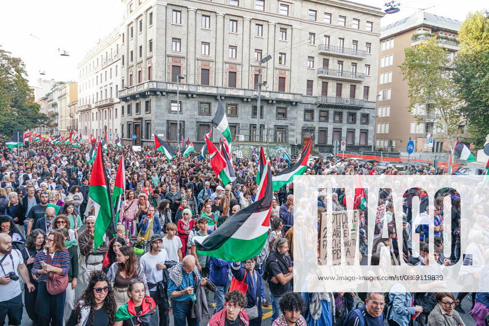IPA89509192 - Milan, National Day of Mobilization: The End of Genocide Is the End of Zionism, marking the third anniversary of the start of the conflict in Gaza
