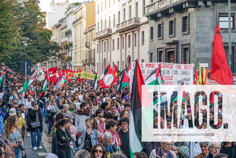 IPA89509184 - Milan, National Day of Mobilization: The End of Genocide Is the End of Zionism, marking the third anniversary of the start of the conflict in Gaza