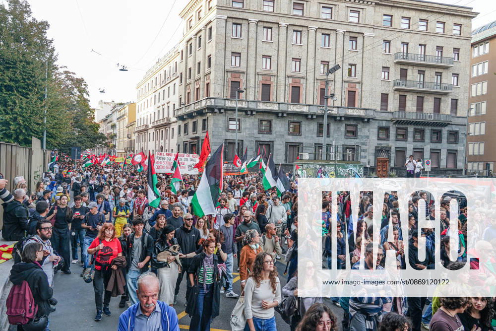 IPA89509185 - Milan, National Day of Mobilization: The End of Genocide Is the End of Zionism, marking the third anniversary of the start of the conflict in Gaza