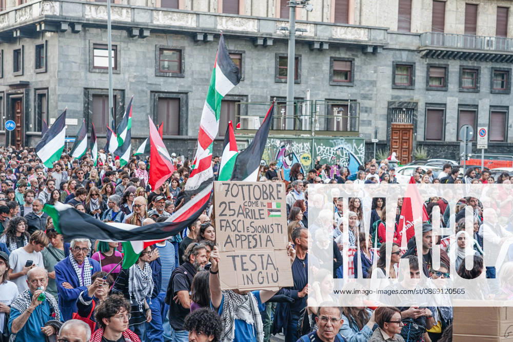 IPA89509193 - Milan, National Day of Mobilization: The End of Genocide Is the End of Zionism, marking the third anniversary of the start of the conflict in Gaza