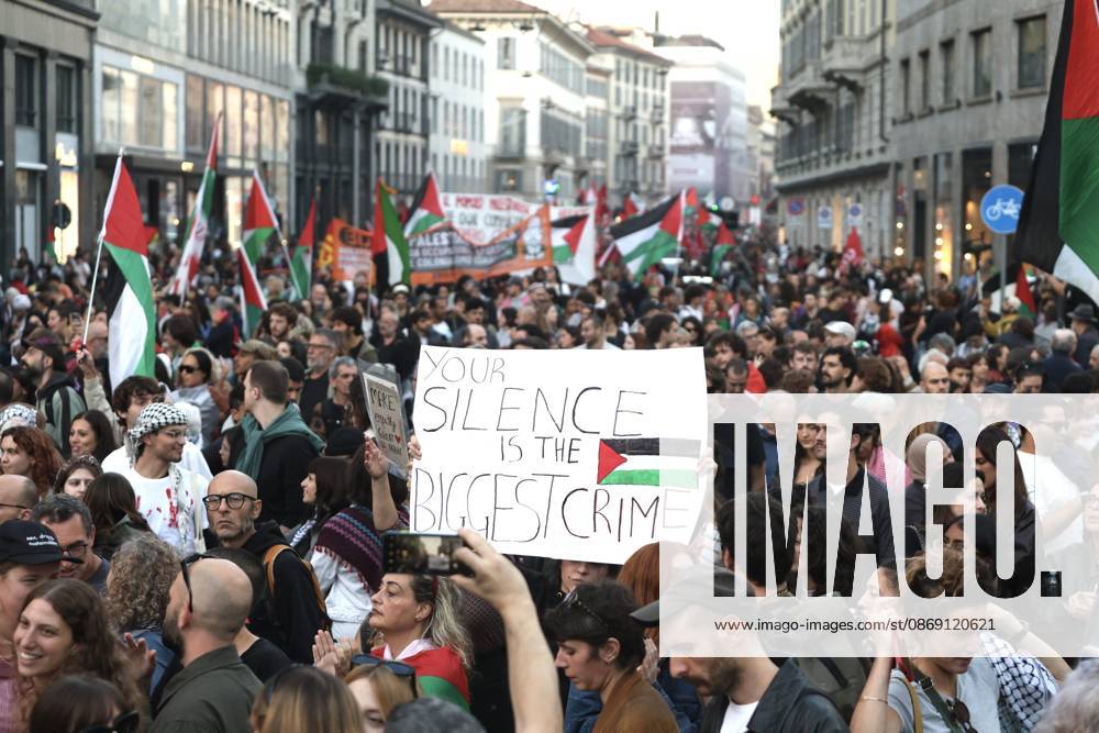 IPA89509907 - Milan, National Day of Mobilization: The End of Genocide Is the End of Zionism, marking the third anniversary of the start of the conflict in Gaza