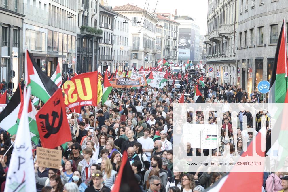 IPA89509909 - Milan, National Day of Mobilization: The End of Genocide Is the End of Zionism, marking the third anniversary of the start of the conflict in Gaza