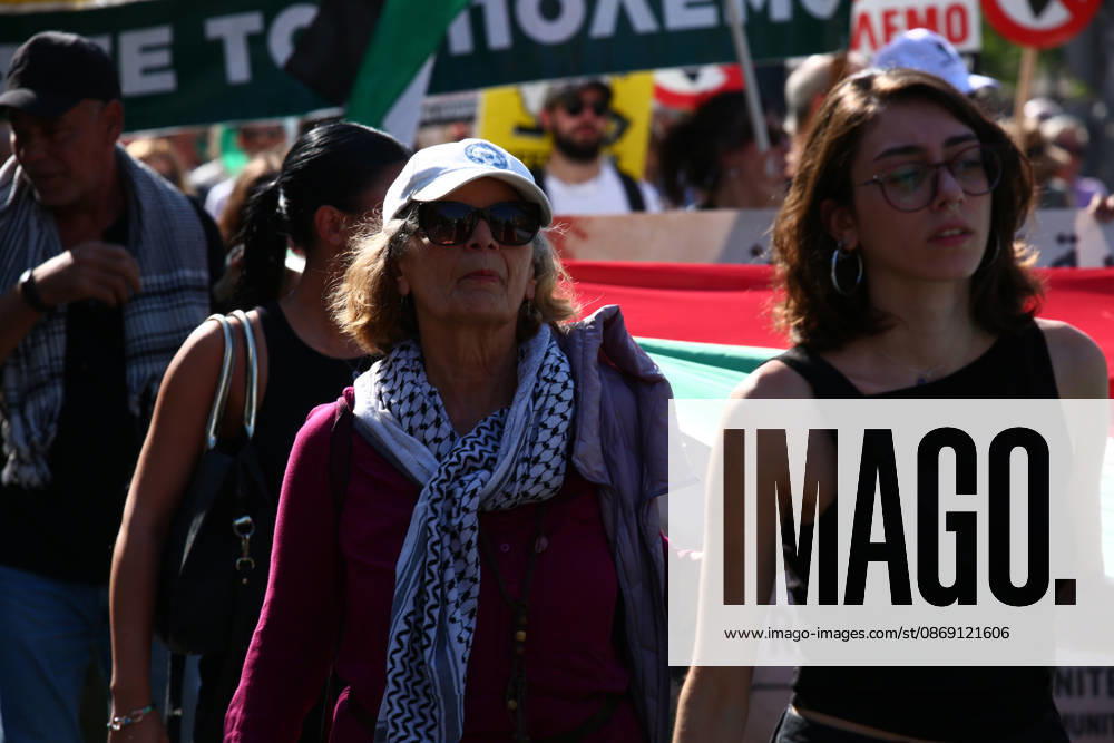 Women wearing Palestinian keffiyehs take part in a pro-Palestinian march. Athens GREECE - ZUMAx103 20261010_zip_x103_012