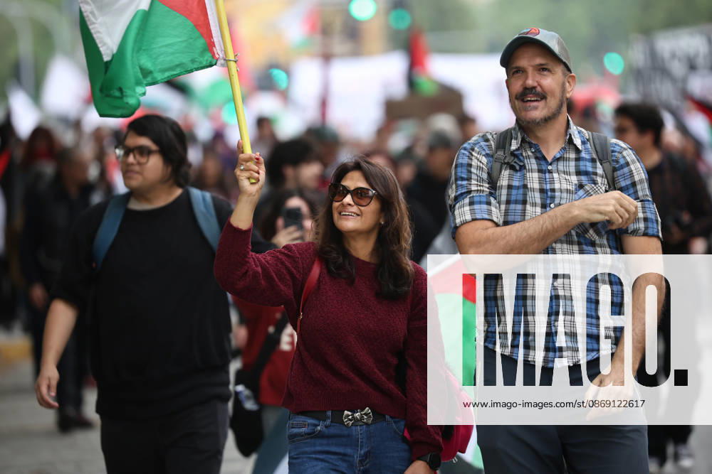 Santiago, October 10, 2026: March for Palestine organized by the Global Action for Palestine (GAFP) alliance along Alameda Street in downtown Santiago. Dragomir Yankovic, Aton Chile, Santiago, Chile. Aton 1198374