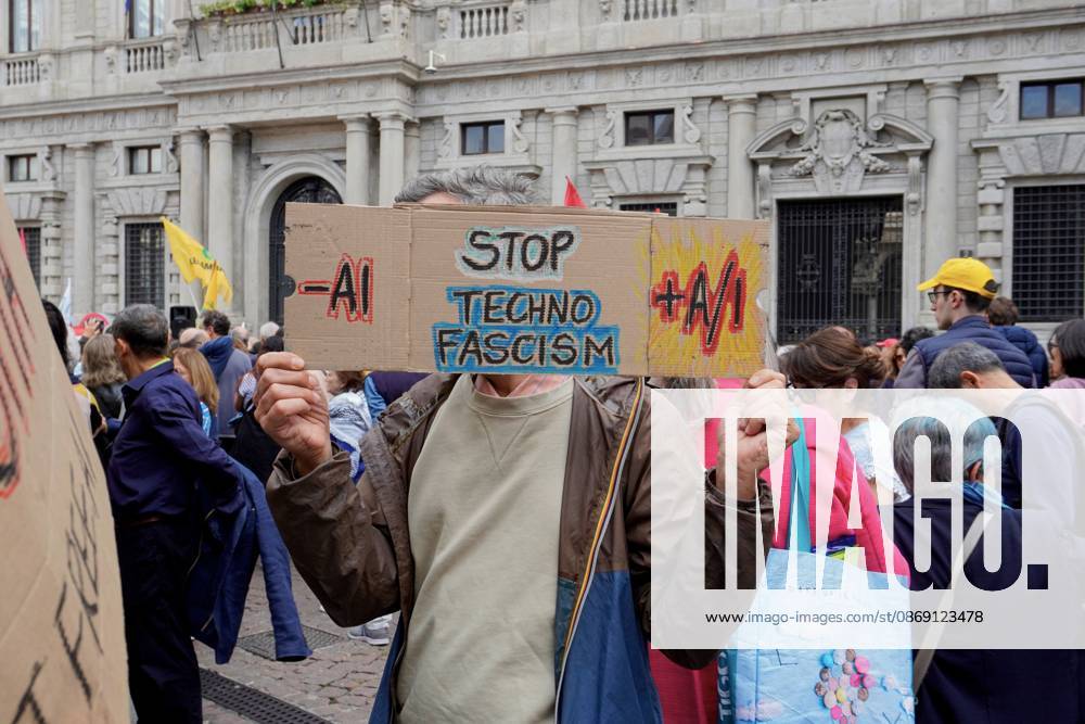 MILAN, ITALY †OCTOBER 10, 2026: Protesters gather for a sit-in in Piazza della Scala in central Milan to oppose the development of new data centers across Lombardy and Italy. The demonstration is organized by the Rete dei Comitati No Data Center (No Data Center Committee Network), which is calling for a moratorium on permits for new facilities. The group also urges public authorities to conduct thorough environmental, urban planning and regional assessments before approving projects. For approved facilities that have not yet begun operating, campaigners are calling for reviews to be reopened if potential microclimate effects and cumulative impacts with existing facilities were not adequately assessed. - ZUMAq101 20261010_zna_q101_179