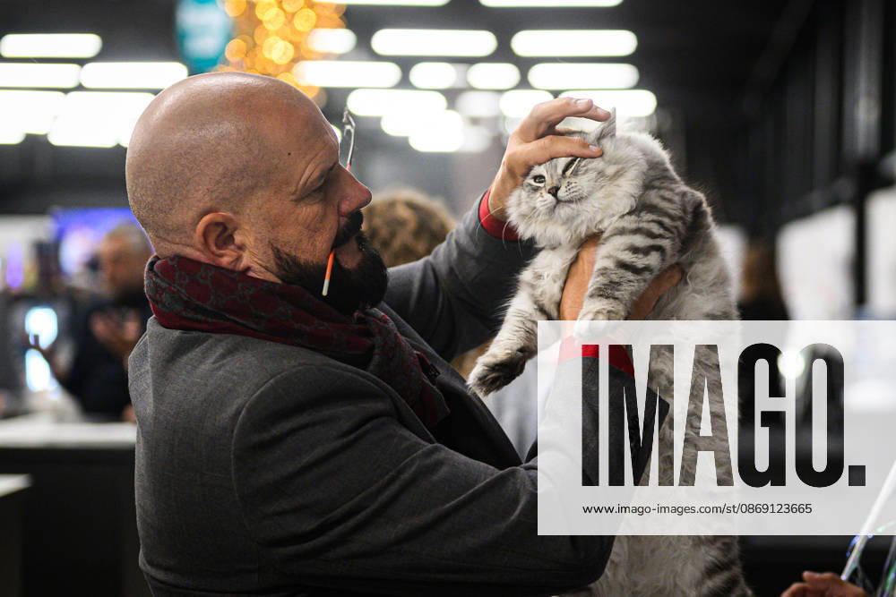 2026 WCF Jubilee Cat Show - Day 1 Owner holds his cat during the day one of 2026 WCF Jubilee Cat Show in Zagreb, Croatia on October 10, 2026. DavorxPuklavec PIXSELL