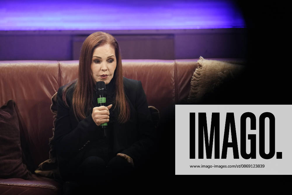 Priscilla Presley on stage with her talk show *An Evening with Priscilla Presley* at Haga Konserthall in Gothenburg, Sweden, on October 10, 2026 GOTHENBURG SWEDEN