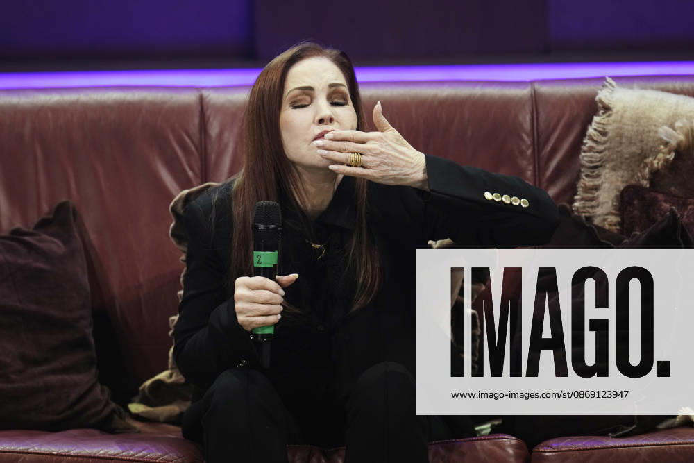 Priscilla Presley on stage with her talk show *An Evening with Priscilla Presley* at Haga Konserthall in Gothenburg, Sweden, on October 10, 2026 GOTHENBURG SWEDEN