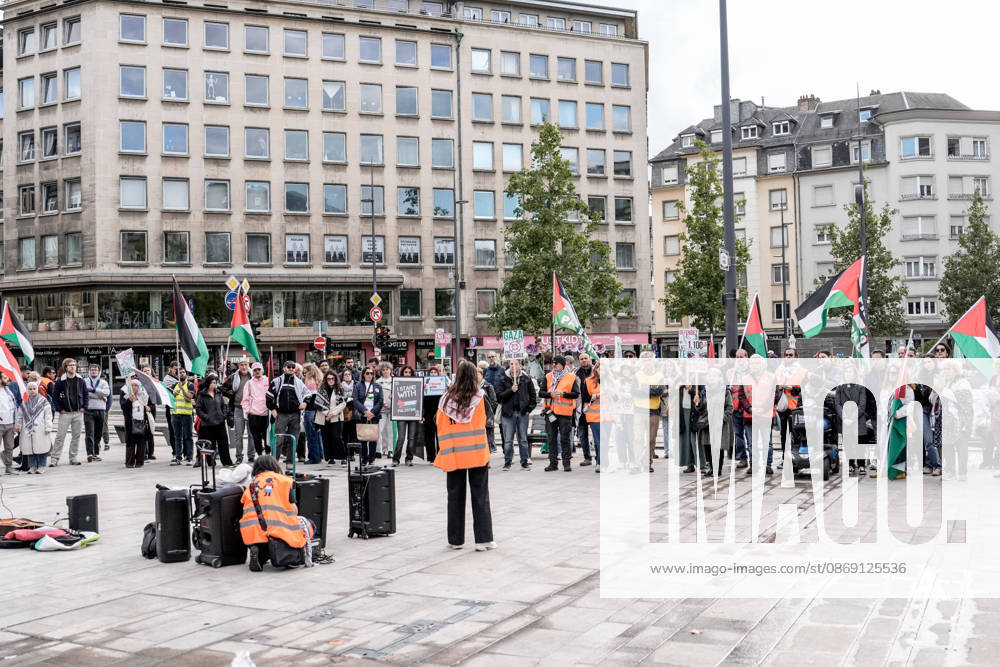 Pro-Palestine demonstration held in Luxembourg LUXEMBOURG, LUXEMBOURG - OCTOBER 10: Demonstrators gather for a pro-Palestine march organized by the Letz Act for Palestine initiative as part of a global day of action in solidarity with Palestinians in Luxembourg City, Luxembourg, on October 10, 2026. Organized in response to a call by the Global Alliance for Palestine, the march begins on Boulevard Franklin Roosevelt and proceeds towards Place de Paris, with participants calling for justice, freedom and self-determination for Palestinians. Muhammed Said Tako Anadolu Luxembourg Luxembourg. Editorial use only. Please get in touch for any other usage.