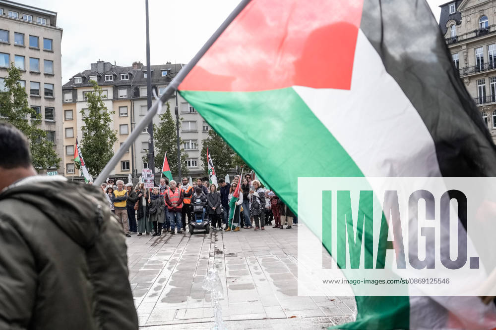 Pro-Palestine demonstration held in Luxembourg LUXEMBOURG, LUXEMBOURG - OCTOBER 10: Demonstrators gather for a pro-Palestine march organized by the Letz Act for Palestine initiative as part of a global day of action in solidarity with Palestinians in Luxembourg City, Luxembourg, on October 10, 2026. Organized in response to a call by the Global Alliance for Palestine, the march begins on Boulevard Franklin Roosevelt and proceeds towards Place de Paris, with participants calling for justice, freedom and self-determination for Palestinians. Muhammed Said Tako Anadolu Luxembourg Luxembourg. Editorial use only. Please get in touch for any other usage.