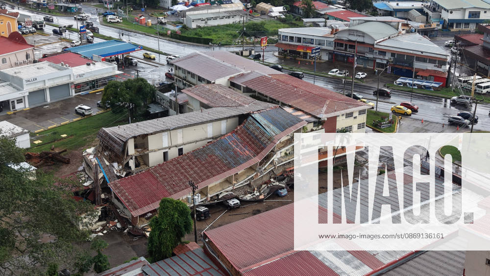 (261010) -- PENONOME, Oct. 10, 2026 -- This aerial drone photo shows a damaged building after an earthquake in Penonome, central Cocle Province of Panama, Oct. 10, 2026. Panama declared a state of emergency on Saturday to coordinate relief efforts and assist communities affected by a powerful earthquake that struck the country Friday. ) PANAMA-PENONOME-EARTHQUAKE-AFTERMATH LixJiaxu