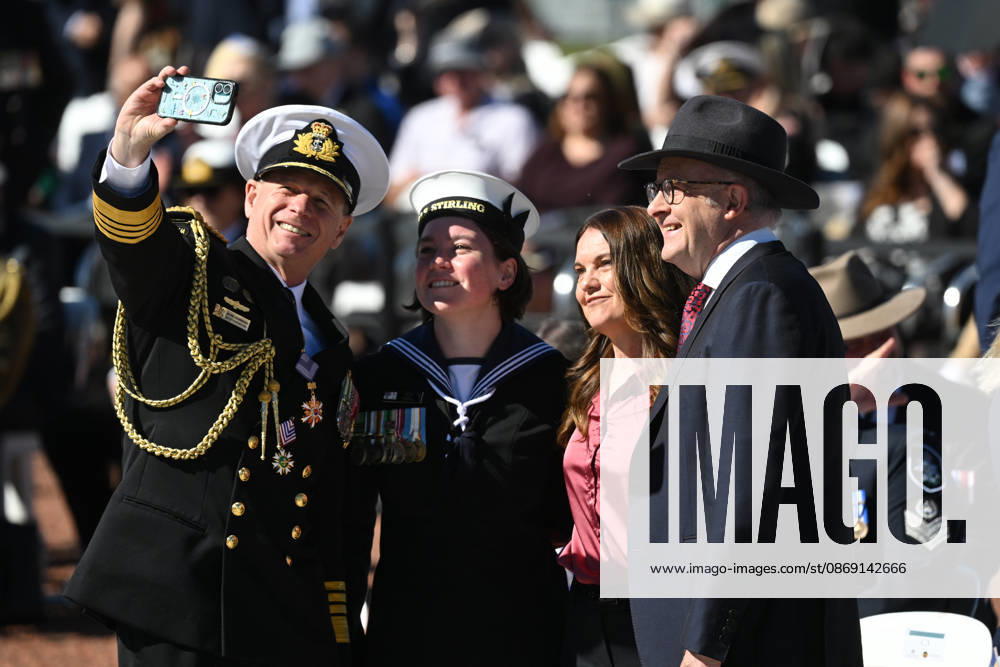 COMMEMORATIVE SERVICE OPERATION SLIPPER, Chief of the Australian Defence Force Mark Hammond and Australian Prime Minister Anthony Albanese take a selfie as they attend a commemorative service recognising the 25th anniversary of Australian service in Afghanistan, at the Australian War Memorial in Canberra, Sunday, October 11, 2026. ( NO ARCHIVING CANBERRA AUSTRALIAN CAPITAL TERRITORY Australia