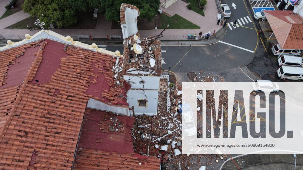 (261011) -- PENONOME, Oct. 11, 2026 -- A drone photo taken on Oct. 10, 2026 shows a church damaged in an earthquake in Penonome, Panama. Panama declared a state of emergency on Saturday to coordinate relief efforts and assist communities affected by a powerful earthquake that struck the country Friday. ) PANAMA-PENONOME-EARTHQUAKE-AFTERMATH LixJiaxu