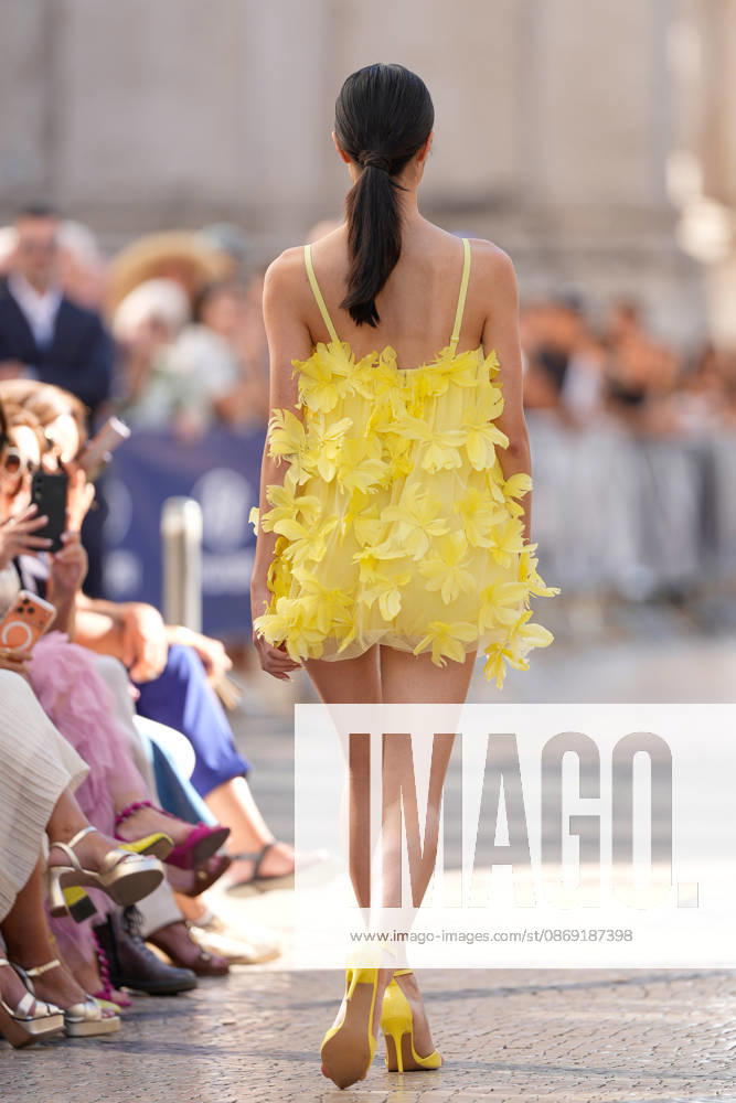 Lisbon Fashion Week in Lisboa, Portugal - 10 Oct 2026 A model walks the runway during Carlos Gil fashion show at ModaLisboa Priority, Lisbon Fashion Week in Lisboa. Lisbon Portugal