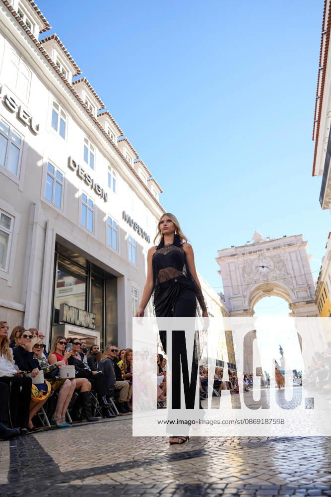 Lisbon Fashion Week in Lisboa, Portugal - 10 Oct 2026 A model walks the runway during Carlos Gil fashion show at ModaLisboa Priority, Lisbon Fashion Week in Lisboa. Lisbon Portugal