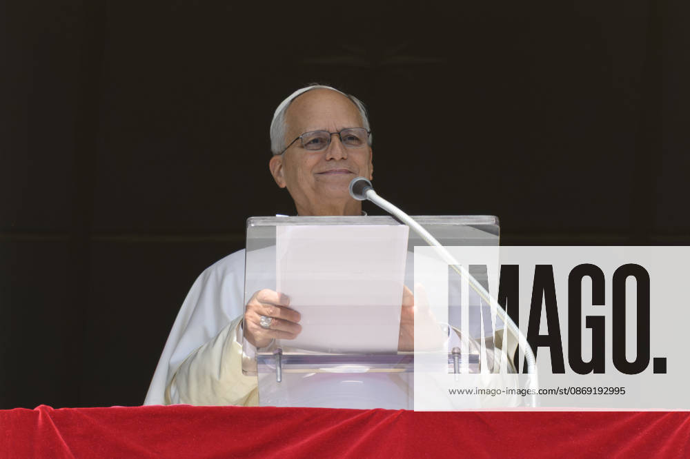 ITALY - ANGELUS -POPE -2026 10 11 Italy, Rome, Vatican, October 11, 2026: Pope Leo XIV delivers his address during the Angelus prayer from the window of the Apostolic Palace overlooking St. Peter s Square in the Vatican - NO BOOKS