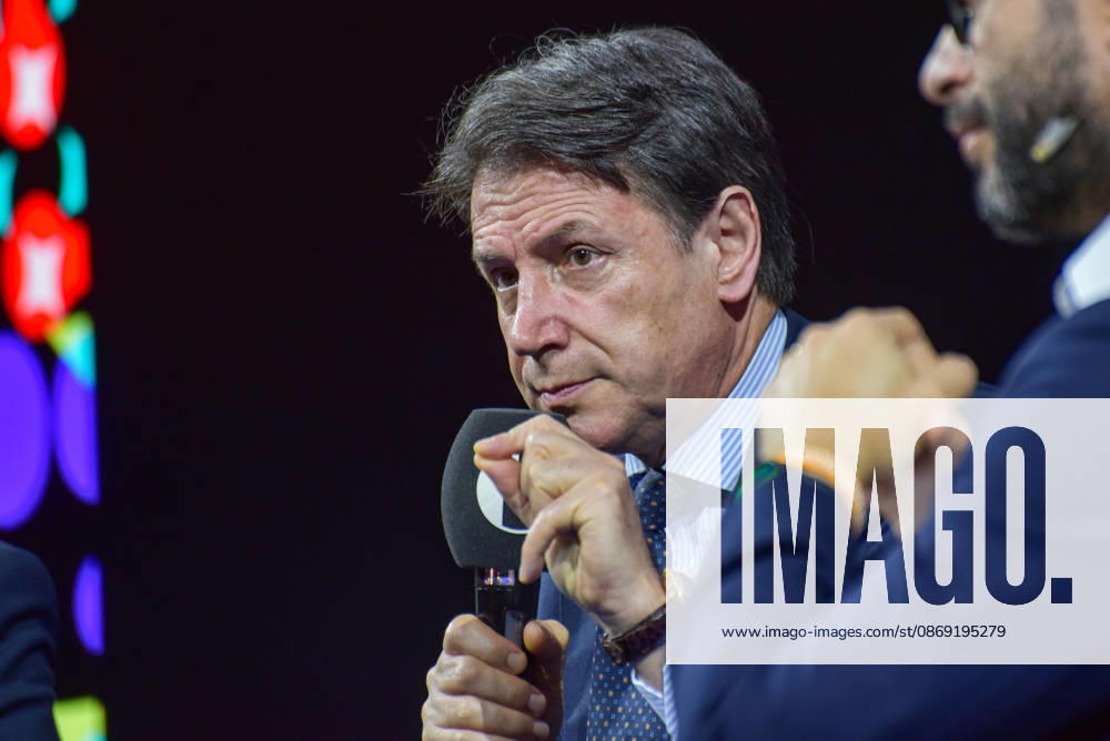 Movimento 5 Stelle President Giuseppe Conte speaks during the panel Faccia a Faccia con i politici at the Rumore Festival 2026 at Acquario Romano in Rome on October 11, 2026. Rome Italy - ZUMAn299 20261011_zip_n299_002