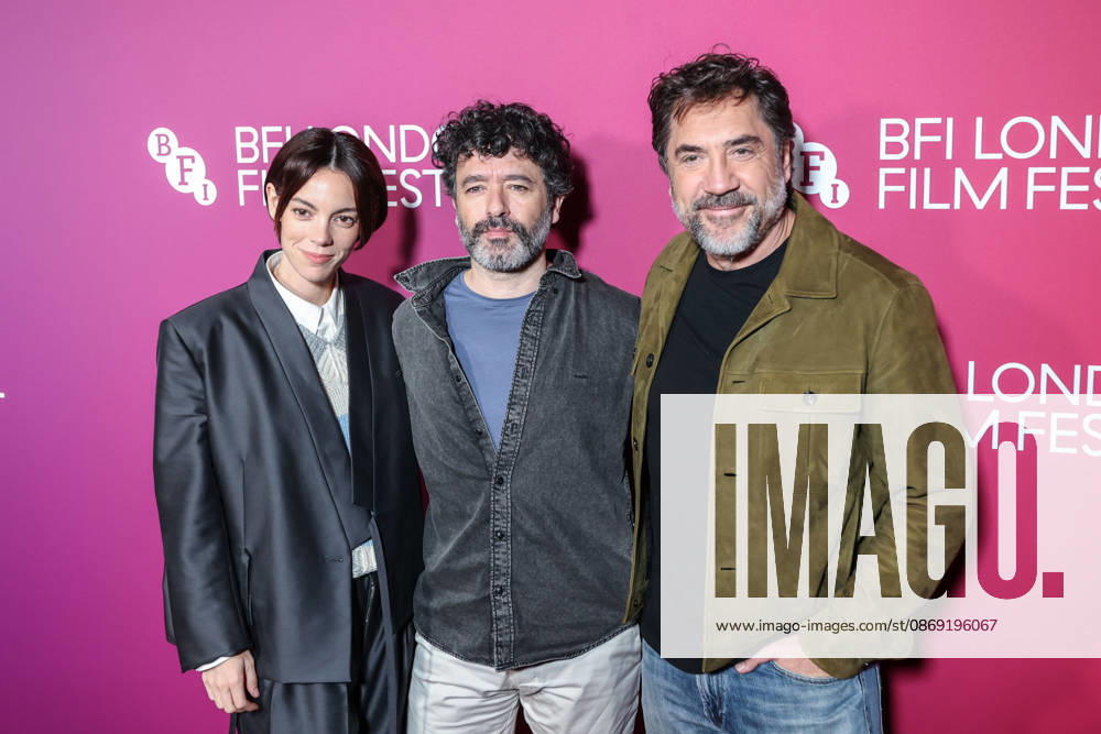 VICTORIA LUENGO (L),RODRIGO SOROGOYEN (C) and JAVIER BARDEM (R) attend the premiere of â€oeThe Beloved†during the 70th BFI London Film Festival at BFI IMAX in London. London United Kingdom - ZUMAa279 20261011_zsp_a279_032