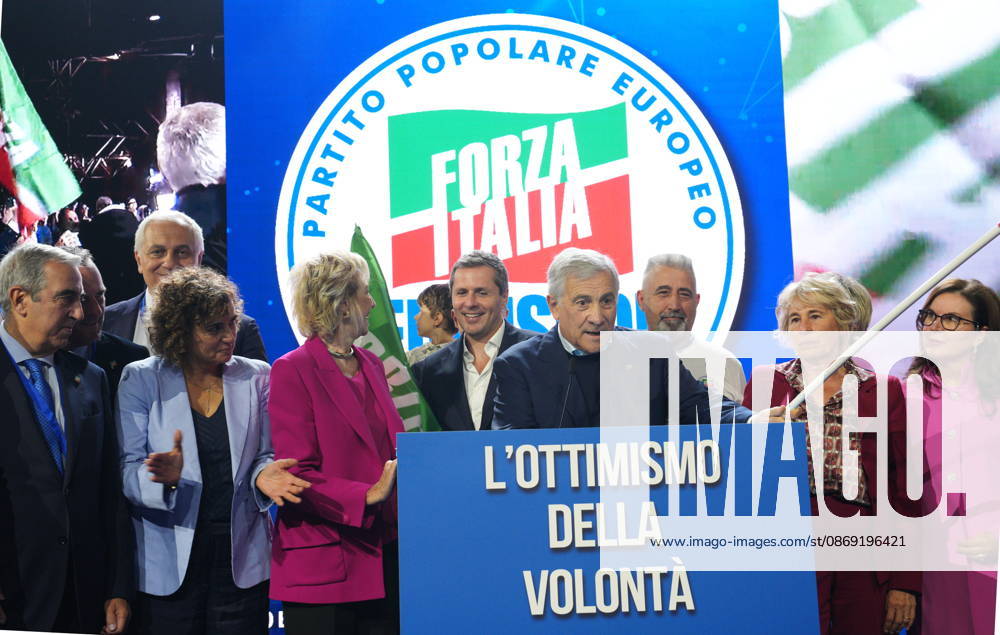 IPA89549791 - Milan, October 11, 2026, Forza Italia Event: The Optimism of Will at the East End Studios on Via Mecenate, featuring Maurizio Gasparri, Dolors Monserrrat, Lettizia Moratti, Matteo Perego, Antonio Tajani, and Stefania Crazi