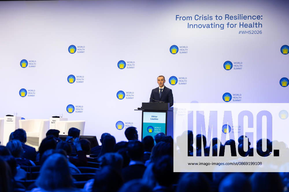 World Health Summit 2026 Weltgesundheitsgipfel. Deutschland, Berlin am 11. Oktober 2026: Der ukrainische Gesundheitsminister Wiktor Ljaschko hält eine Keynote-Rede auf dem World Health Summit in Berlin.