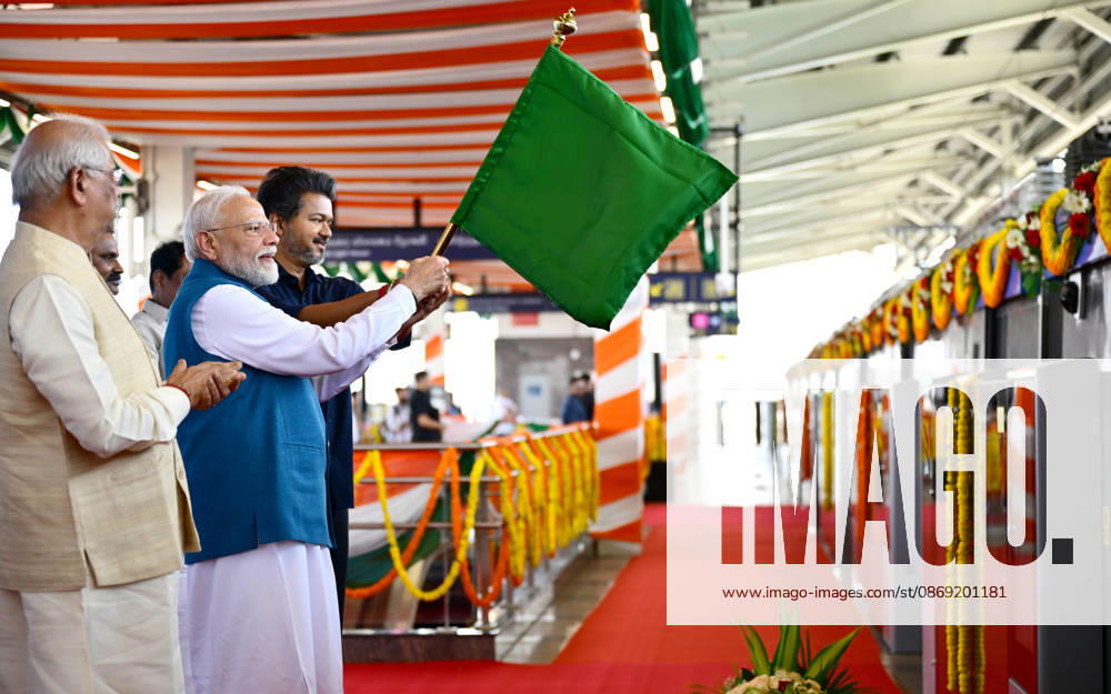 PM Modi inaugurates Poonamallee-Vadapalani stretch of Chennai Metro Phase-2 Chennai, Oct 11 (ANI): Prime Minister Narendra Modi and Tamil Nadu Chief Minister C. Joseph Vijay flag off the Poonamallee-Vadapalani stretch of Chennai Metro Phase-2, in Chennai on Sunday. Tamil Nadu Governor Rajendra Vishwanath Arlekar also present. (DPR PMO ANI Photo) Chennai Tamil Nadu India
