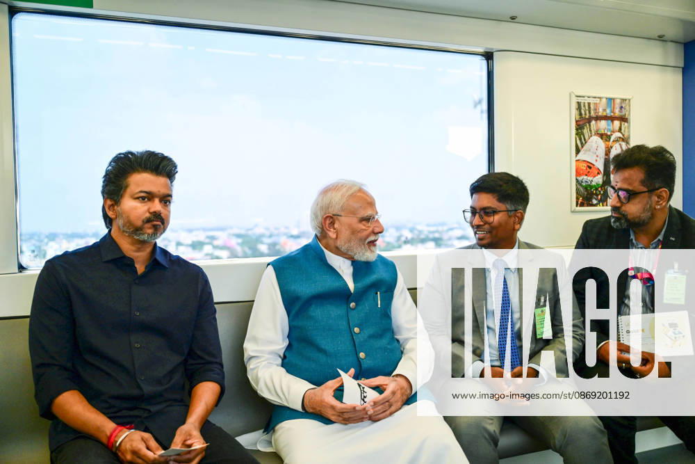 PM Modi inaugurates Poonamallee-Vadapalani stretch of Chennai Metro Phase-2 Chennai, Oct 11 (ANI): Prime Minister Narendra Modi and Tamil Nadu Chief Minister C. Joseph Vijay travel in a metro during the inauguration of the Poonamallee-Vadapalani stretch of Chennai Metro Phase-2, in Chennai on Sunday. ( DPR PMO ANI Photo) Chennai Tamil Nadu India