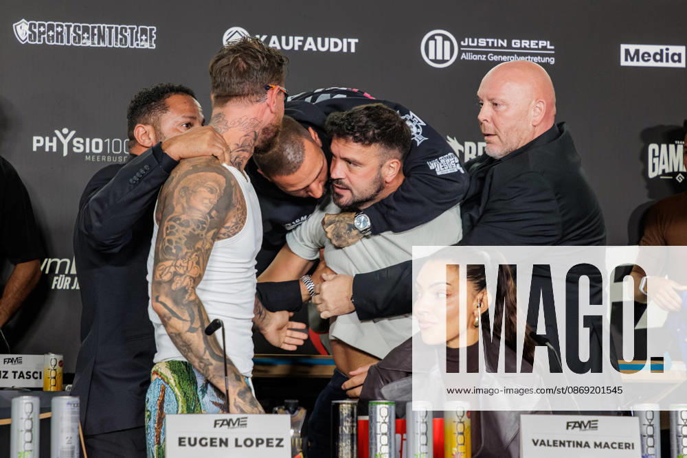 Essen. Yasin Cilingir im Tumult bei der Pressekonferenz zum Fame Fighting 4 Promiboxen. Essen Atlantic Hotel Nordrhein-Westfalen Deutschland
