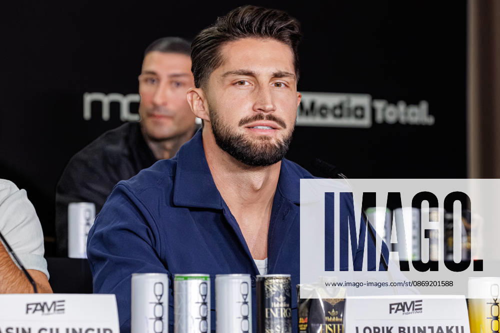Essen. Lorik Bunjaku bei der Pressekonferenz zum Fame Fighting 4 Promiboxen. Essen Atlantic Hotel Nordrhein-Westfalen Deutschland