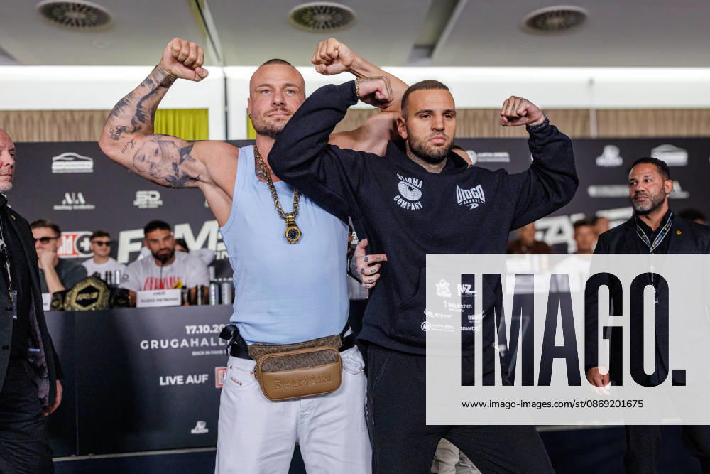 Essen. (l-r) Eric Sindermann und Diogo Sangre bei der Pressekonferenz zum Fame Fighting 4 Promiboxen. Essen Atlantic Hotel Nordrhein-Westfalen Deutschland