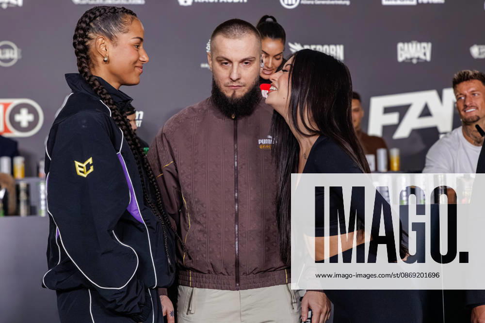 Essen. (l-r) Brenda Brinkmann und Gabriela Alves bei der Pressekonferenz zum Fame Fighting 4 Promiboxen. Essen Atlantic Hotel Nordrhein-Westfalen Deutschland