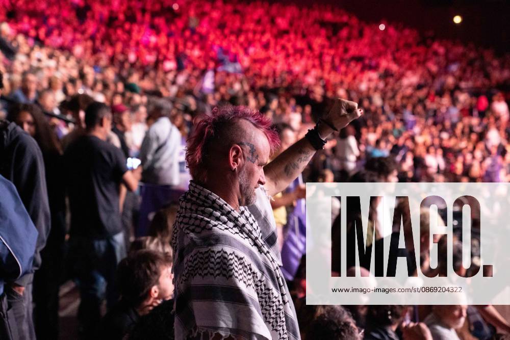 CLERMONT-FERRAND, FRANCE - OCTOBER 11, 2026: Jean-Luc Melenchon, leader of the far-left party La France Insoumise (LFI) and 2027 presidential candidate, delivers a speech during a major political rally at the Zenith d Auvergne in Clermont-Ferrand, France, on October 11, 2026. Around 10,000 supporters gathered at the venue to attend the campaign event. Clermont-Ferrand France - ZUMAa252 20261011_zip_a252_016