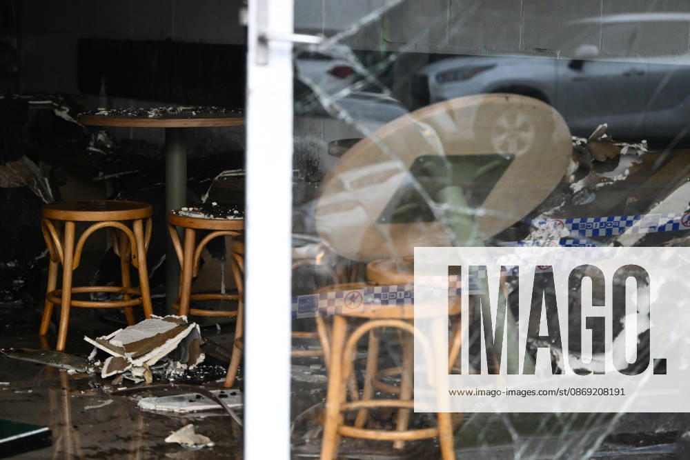 FITZROY NORTH TOBACCO SHOP FIRE, Damage to an adjacent cafe as Victoria Police establish a crime scene after a fire at a tobacco shop fire in Fitzroy North, in Melbourne, Monday, October 12, 2026. ( NO ARCHIVING MELBOURNE VICTORIA Australia