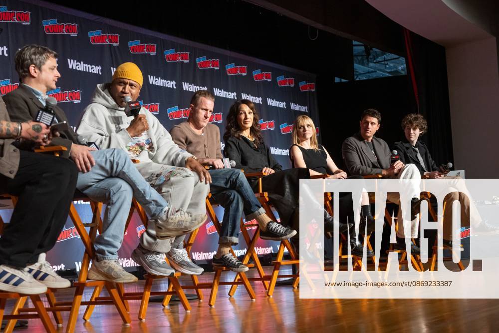 (L-R) Byron Balasco, LL COOL J, Scott Caan, Jennifer Beals, Jacqueline Byers, Shane Harper, Devin Druid speak at a panel discussion for CBS new series NCIS: NEW YORK.during New York Comic Con 2026 at The Jacob K. Javits Convention Center on October 11, 2026 in New York City. New York United States - ZUMAs197 20261011_aaa_s197_349