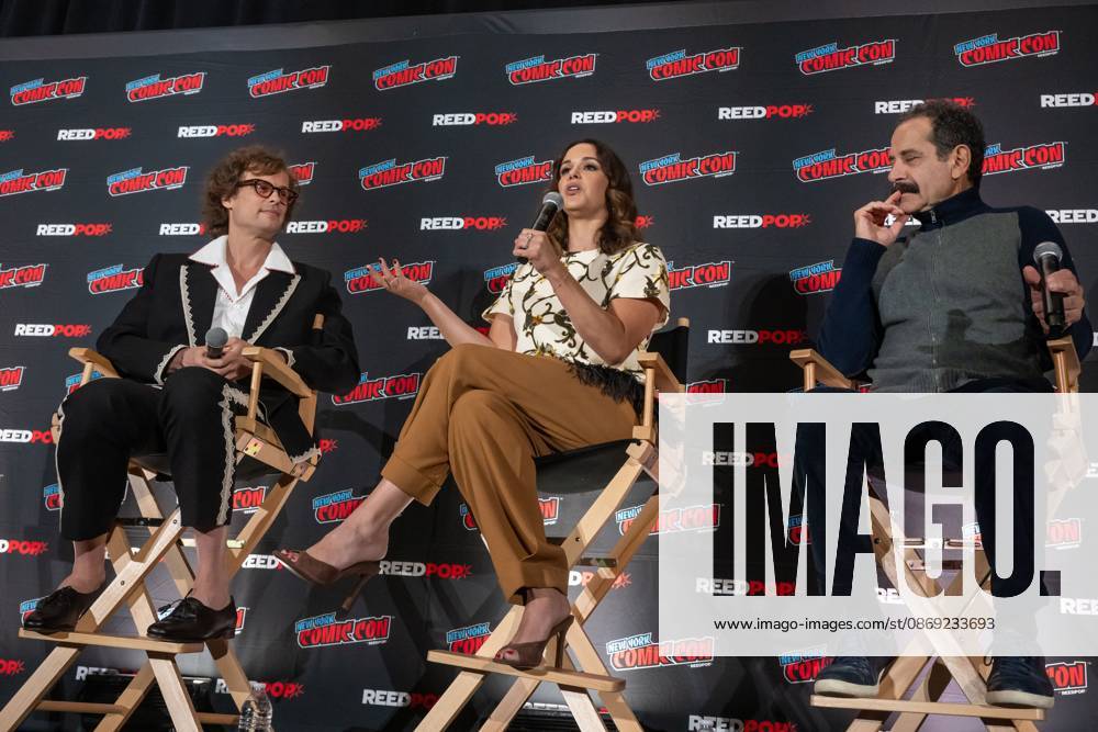 (L-R) Matthew Gray Gubler, Melissa Fumero and Tony Shalhoub speak at a panel discussion for CBS s new crime-solving drama EINSTEIN!.during New York Comic Con 2026 at The Jacob K. Javits Convention Center on October 11, 2026 in New York City. New York United States - ZUMAs197 20261011_aaa_s197_387