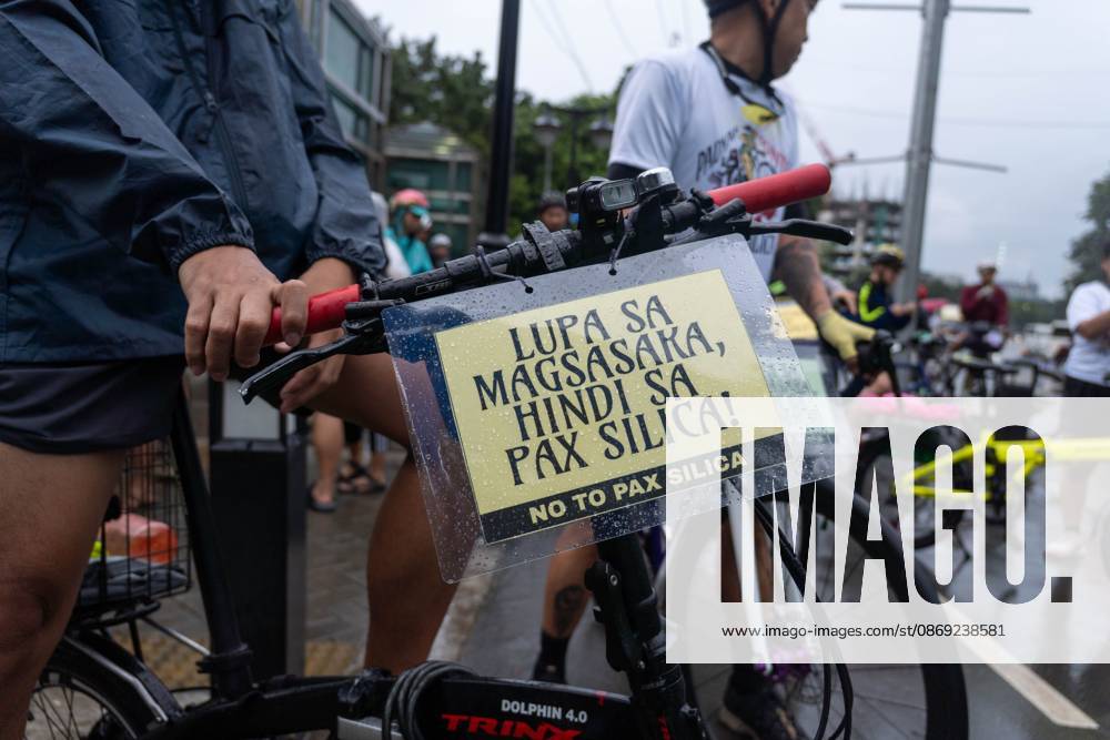 Cyclists Protest US-Led Pax Silica Initiative MANILA, PHILIPPINES - OCTOBER 12, 2026: A bike ride was led by local cyclists, along with environmental advocates, in condemnation of the US-led Pax Silica Initiative that participants say will destroy the livelihoods of local farming communities, displace local indigenous communities, and consume tremendous amounts of water that would have otherwise be utilized by local Filipinos. The route started in the Quezon City Hall and ended in the Bonifacio Shrine where the closing program was held with each sector that participated in the bike ride expressing their message of solidarity to the cause. Multiple stops where held in front of the office of the Department of Environment and Natural Resources